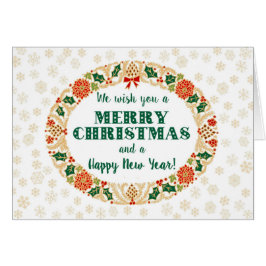 Navidades festivos Holly Wreath con copos de nieve