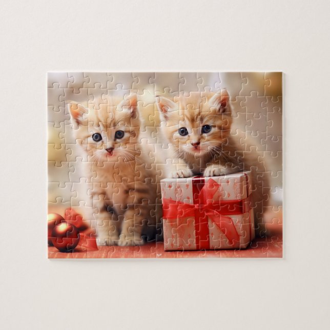 Navidades festivos Kitten Duo Jigsaw Puzzle (Horizontal)