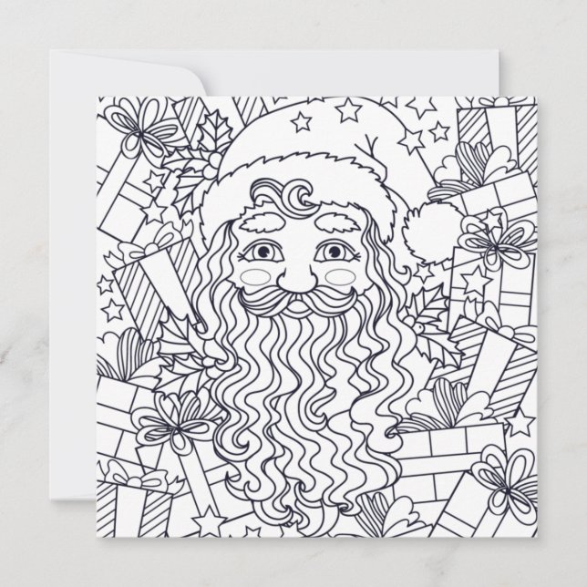 Navidades festivos niños colorear tarjeta (Anverso)