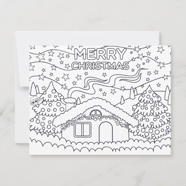 Navidades festivos niños colorear tarjeta (Anverso)