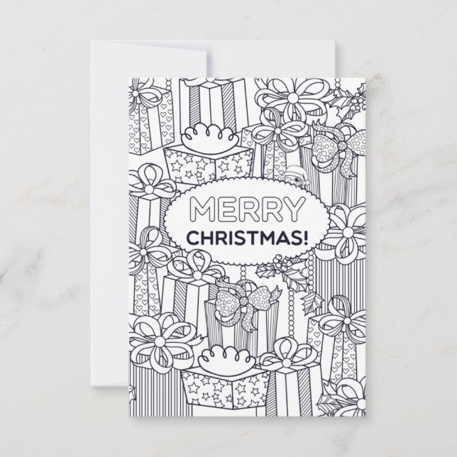 Navidades festivos niños colorear tarjeta (Anverso)