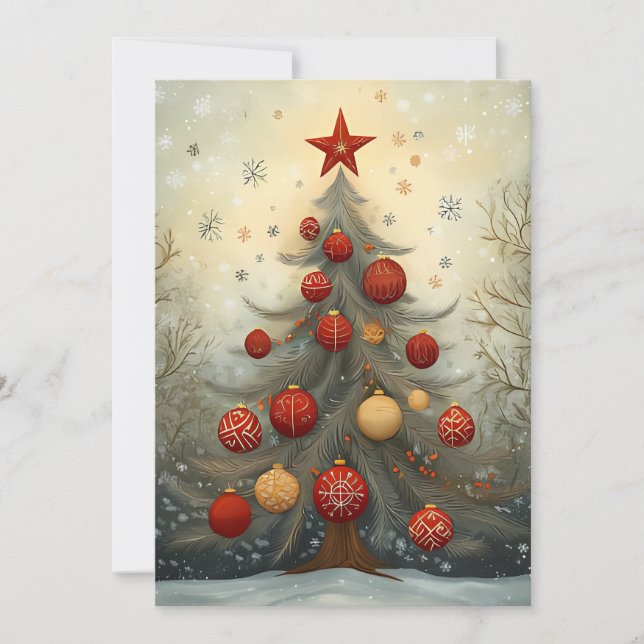 Navidades festivos saludando el árbol de Navidad d (Anverso)