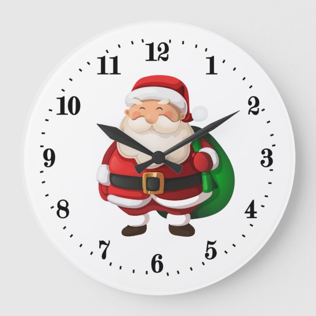Navidades festivos Santa Holiday Gran reloj (Anverso)