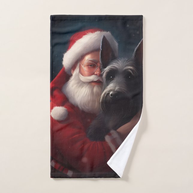 Navidades festivos Scottish Terrier Santa Claus (Toalla de mano)
