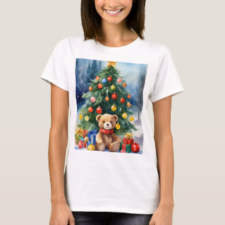 Navidades festivos Teddy Bear Imprimir camiseta - 