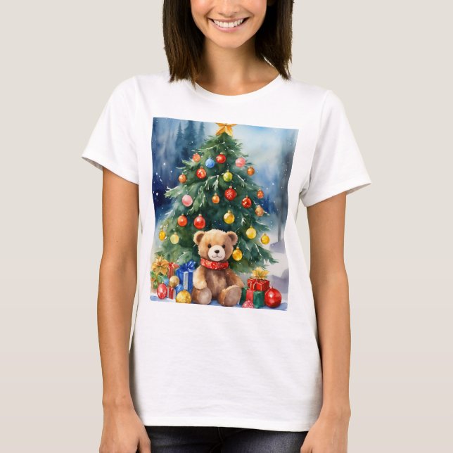 Navidades festivos Teddy Bear Imprimir camiseta -  (Anverso)