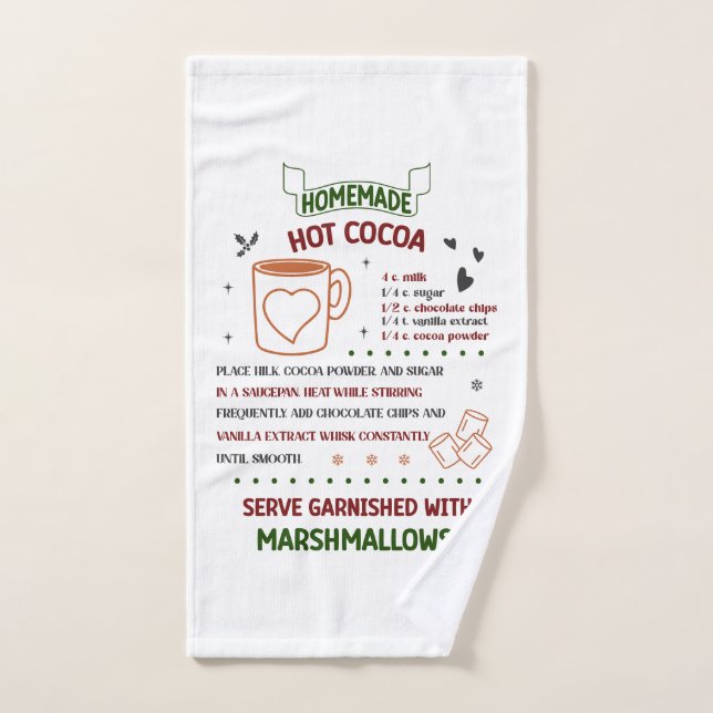 Navidades festivos Toque la receta casera de cacao (Toalla de mano)