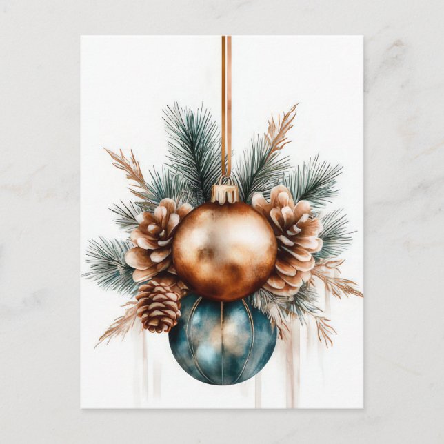 Navidades festivos y elegantes saludan la postal (Anverso)