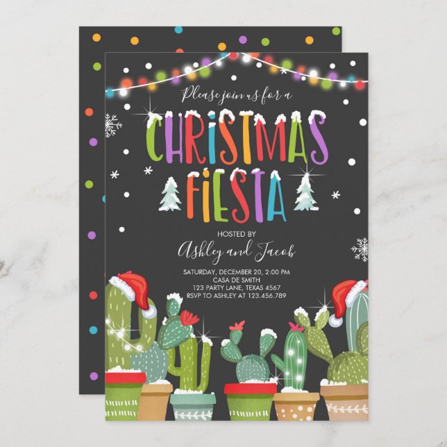 Navidades Fiesta Cactus Fiesta de invitaciones de  (Anverso / Reverso)