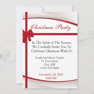 Navidades Fiesta Classy Red Bow Invitación