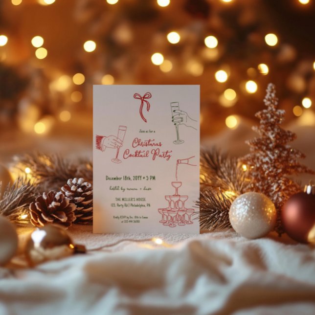 Navidades Fiesta de cócteles invitación caprichosa (Subido por el creador)