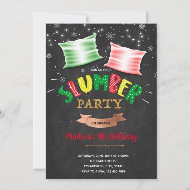 Navidades fiesta de sueño lento Invitación (Anverso)