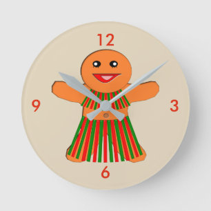 Navidades Fiesta Gingerbread Mujer reloj de pared