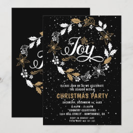 Navidades Fiesta negro y oro Alegría invitación