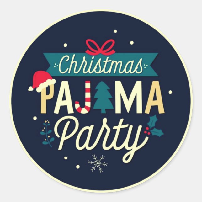 Navidades Fiesta Pajama Pegatinas divertidos (Anverso)