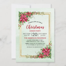 Navidades Fiesta Red Poinsettia Floral Gold Frame