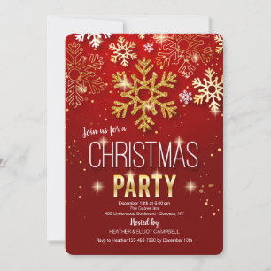 Navidades Fiesta Rojo y Invitaciones de Oro