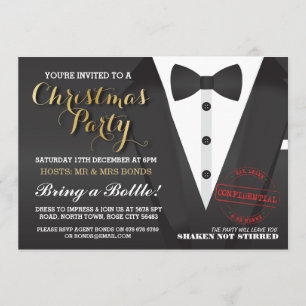 Navidades Fiesta Tuxedo Bow Tie Ball Invitación a
