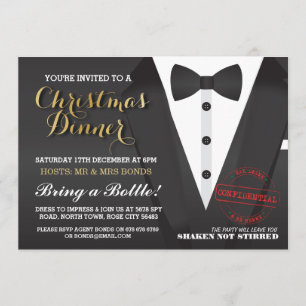 Navidades Fiesta Tuxedo Bow Tie Ball Invitación a