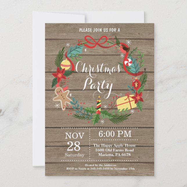 Navidades Fiesta Vacacional Invitación Floral Vela (Anverso)