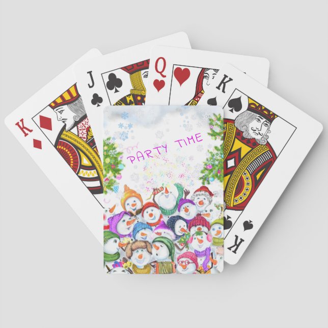 Navidades Fiestas de Snowman jugando cartas (Reverso)