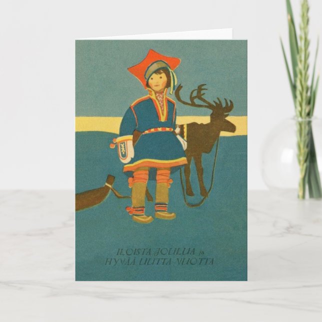 Navidades Finlandeses Vintage Y Tarjeta De Año Nue (Anverso)