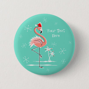 Navidades Flamingo Botón de texto redondo