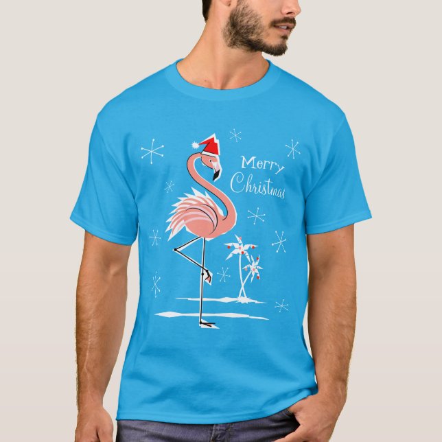 Navidades Flamingo Camisetas navideñas masculinas (Anverso)