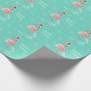 Navidades Flamingo Felices vacaciones papel envolv