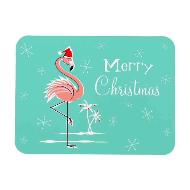 Navidades Flamingo Feliz Navidad imán flexible (Horizontal)