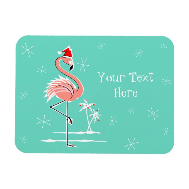 Navidades Flamingo Imán de texto flexible (Horizontal)