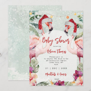navidades flamingo invitación a la ducha para bebé