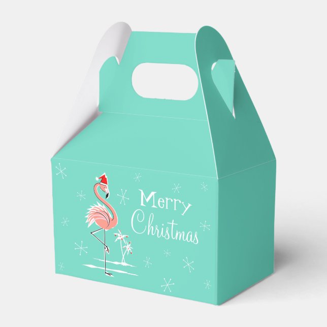 Navidades Flamingo Merry Christmas caja de favores (Front Side)