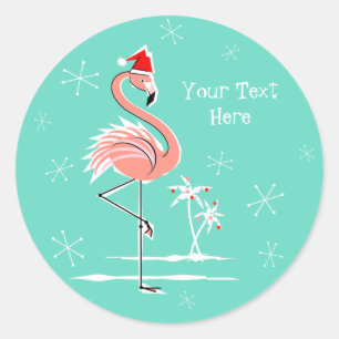 Navidades Flamingo pegatina de texto redondo