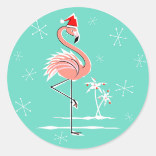 Navidades Flamingo pegatina ronda