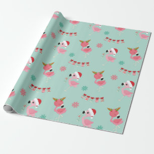 Navidades Flamingo Rosado Envolviendo Papel