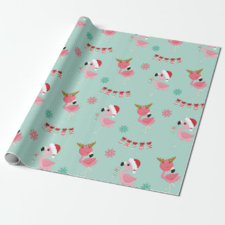Navidades Flamingo Rosado Envolviendo Papel