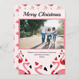 Navidades Flamingo Santa Photo Rosa