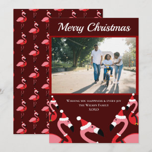 Navidades Flamingo Santa Photo Rosa