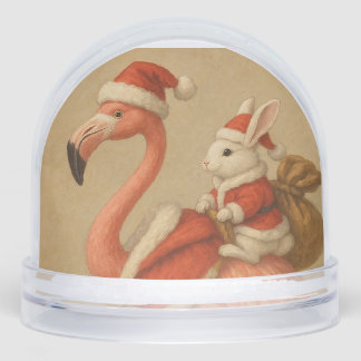 navidades flamingo snowglobe en sansta gorra