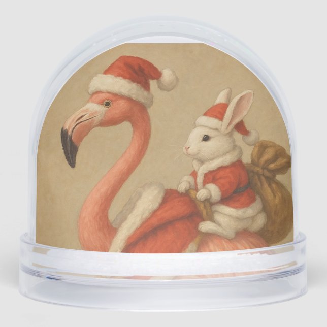 navidades flamingo snowglobe en sansta gorra (Anverso)