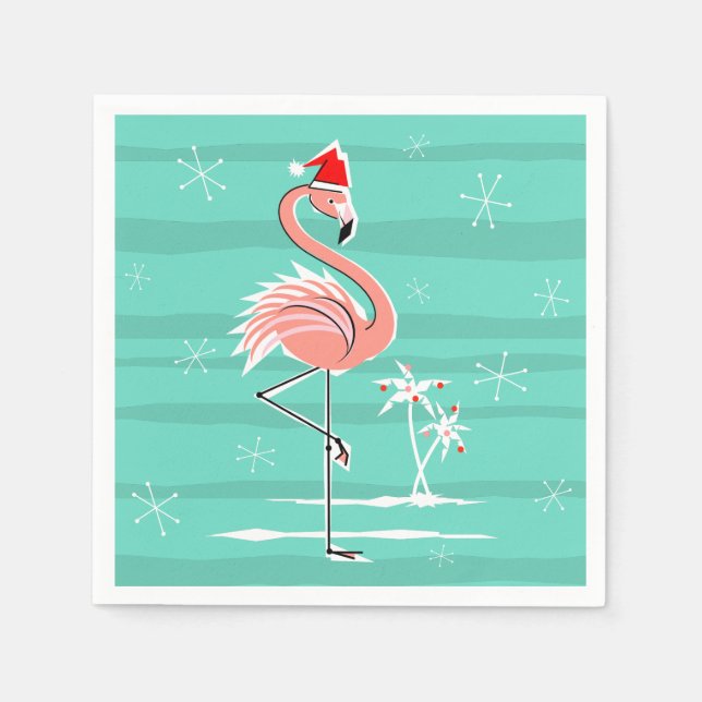 Navidades Flamingo Trazo de papel servilleta (Anverso)