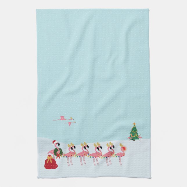Navidades Flamingos Kitchel Toalla (Vertical)