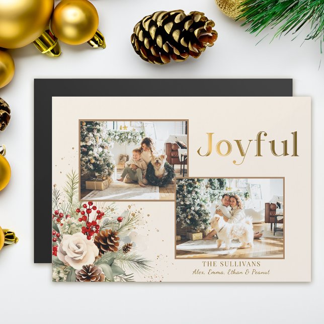 Navidades Floral Gold Joyful Textos 2-Foto (Subido por el creador)