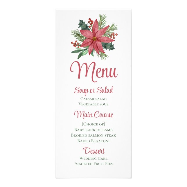 Navidades Floral Poinsettia Winter Wedter Menu (Frente)