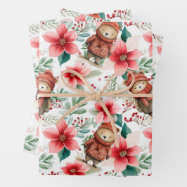 Navidades florales caprichosos con papel de envolv