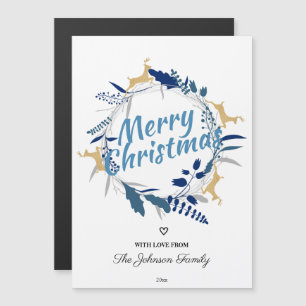 Navidades florales de reno de oro lindo Wreath Mag