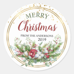 Navidades florales sellos pegatinas personalizados