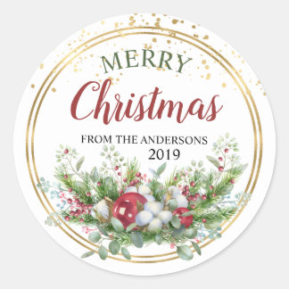 Navidades florales sellos pegatinas personalizados