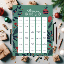 Navidades florales verdes Bingo Jigsaw Puzzle